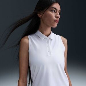 NWT Nike White Golf Sleeveless Polo Top Dri Fit Slim Fit XXL